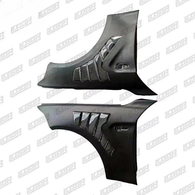 ICOOH Racing for GT-R R35 Carbon Fiber Glossy Black Clear Coated Side Front Fender Vents 2008+ Perfect Fitment